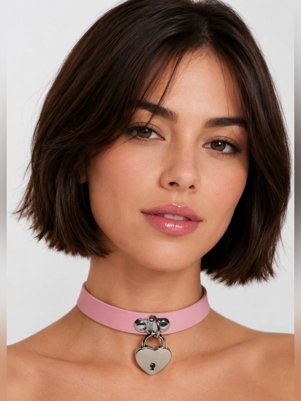 Unlock Me Heart Choker Pink Heart Lock Choker Necklace
